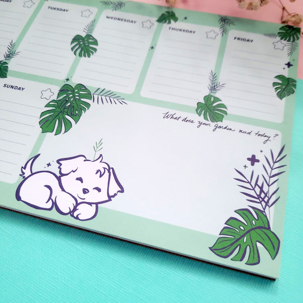 Garden Puppy Weekly Planner Pad