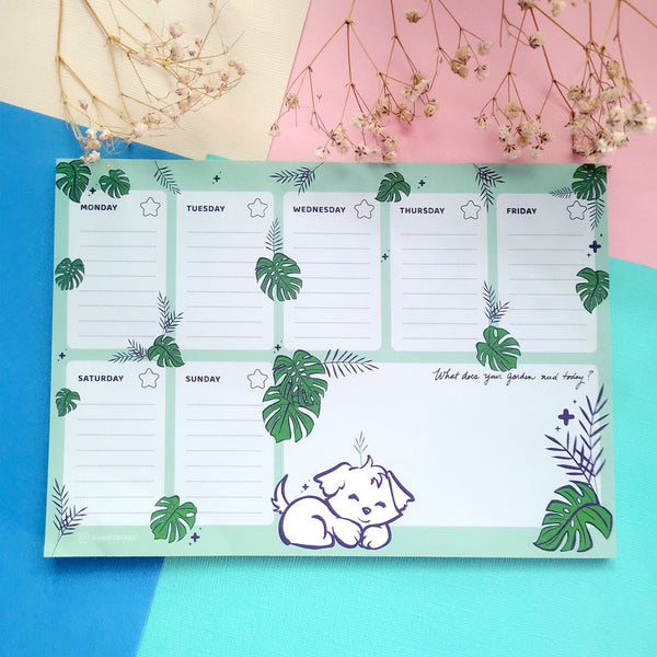 Garden Puppy Weekly Planner Pad