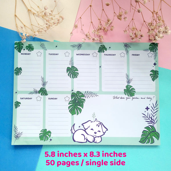 Garden Puppy Weekly Planner Pad