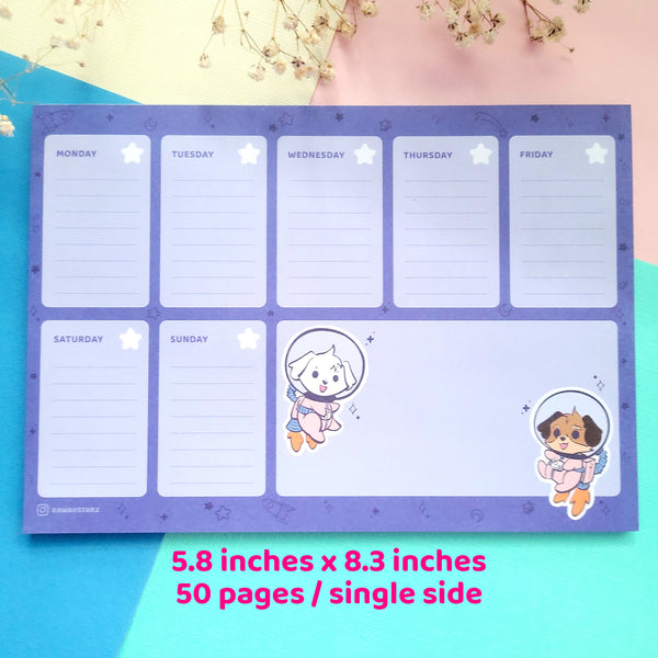 Space Puppies Weekly Planner Pad