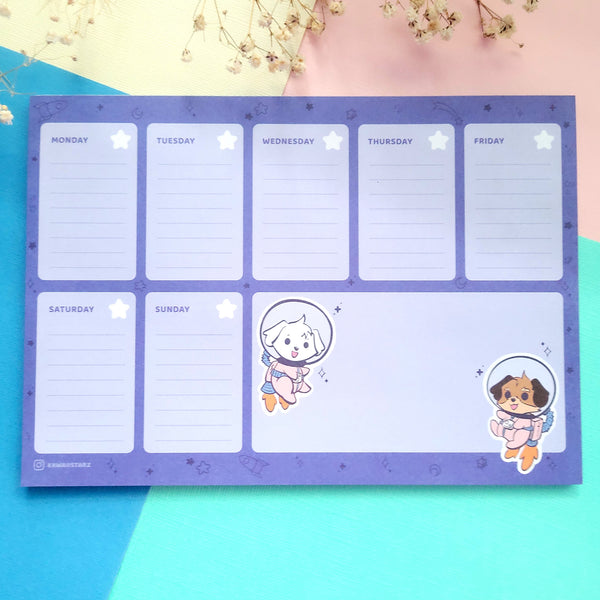 Space Puppies Weekly Planner Pad