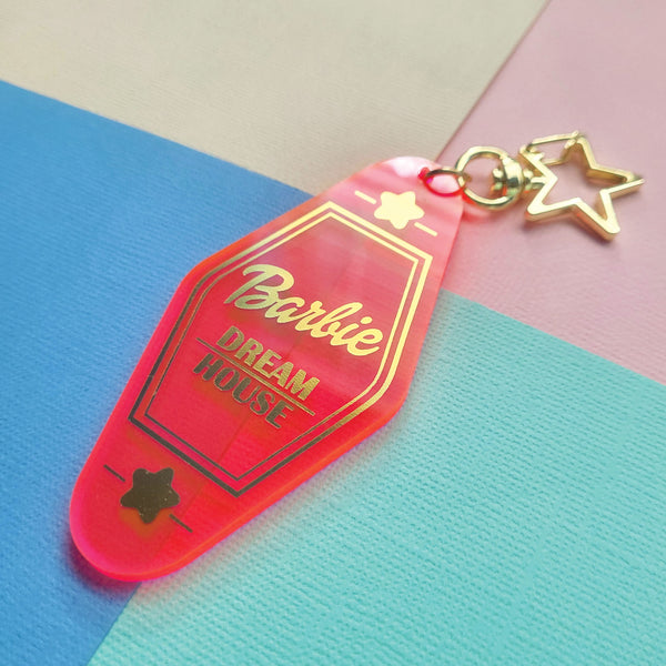 Pink Vibes Retro Hotel Keychain