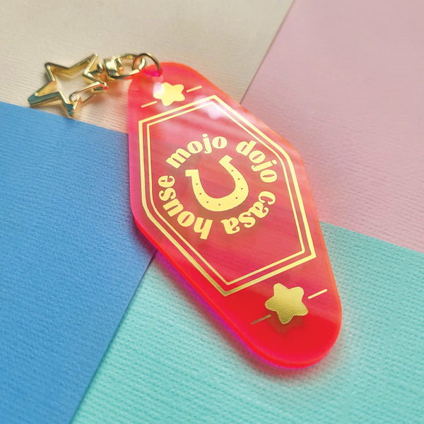 Pink Vibes Retro Hotel Keychain