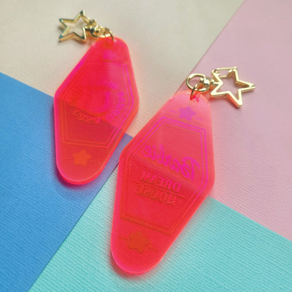 Pink Vibes Retro Hotel Keychain