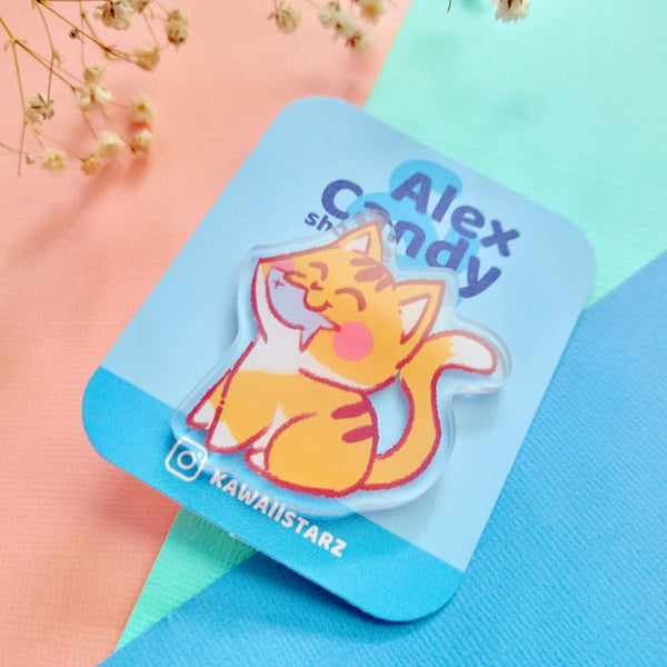 Original Character Cat Fish Acrylic Pin