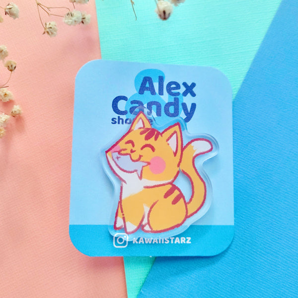 Original Character Cat Fish Acrylic Pin