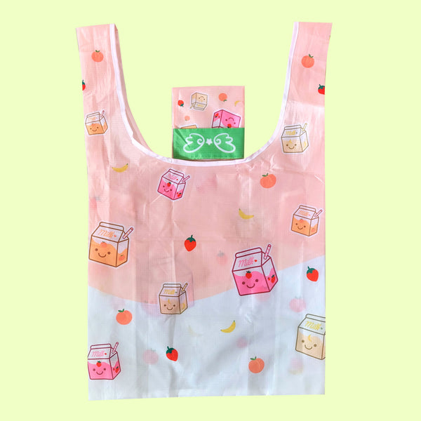 Original Character Fruits and Milk Folding Tote