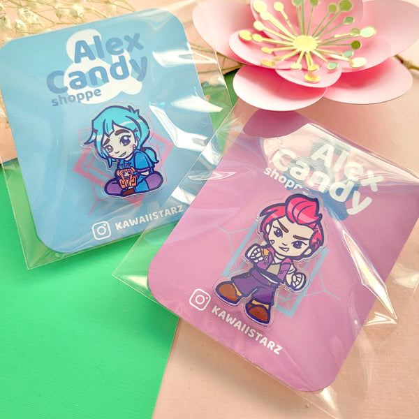 Powder and Violet Acrylic Pins