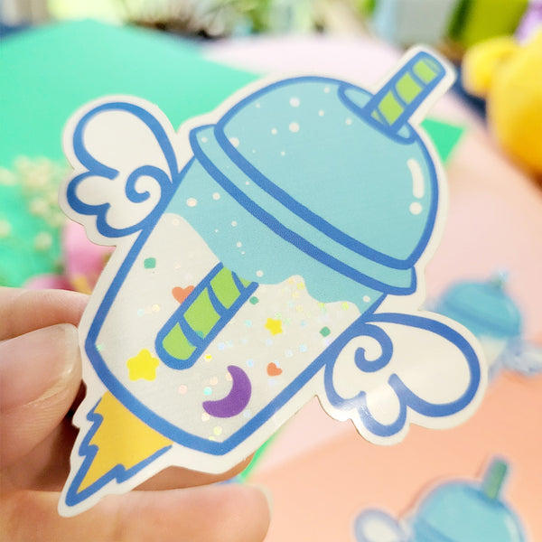 Rocket Boba Glitter Sticker