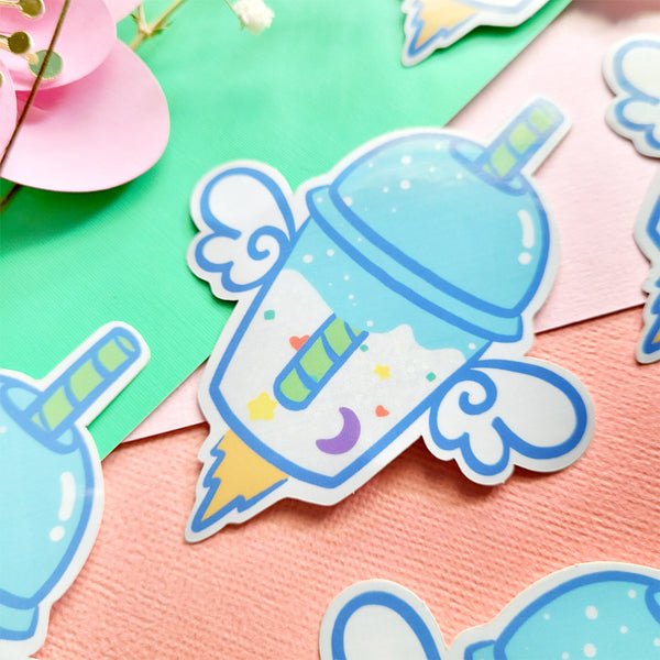Rocket Boba Glitter Sticker