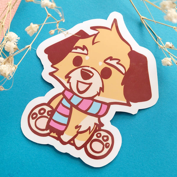 Winter Puppy Handmade Stickers