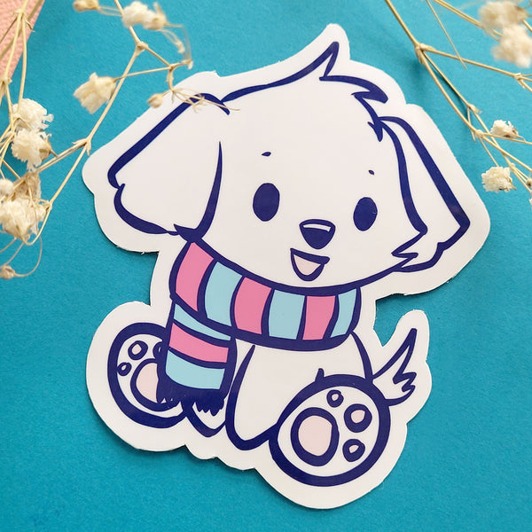 Winter Puppy Handmade Stickers