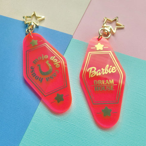 Pink Vibes Retro Hotel Keychain