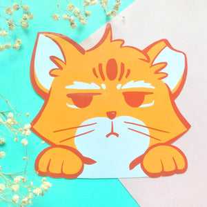 Fluffy Tabby Cat Peeker Handmade Stickers