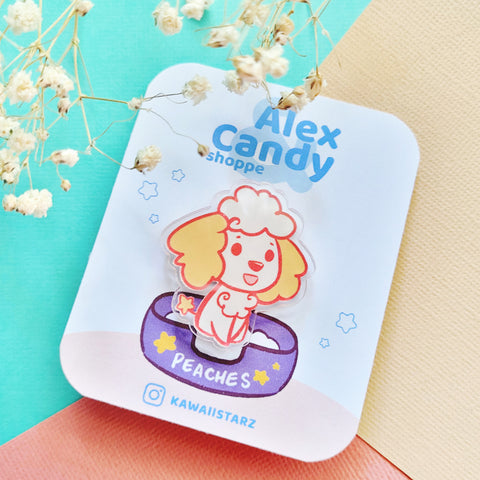 Peaches Poodle Acrylic Pin