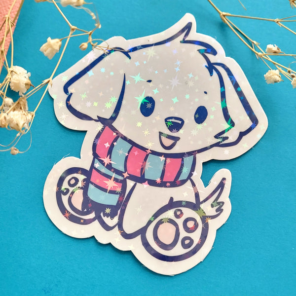 Winter Puppy Handmade Stickers